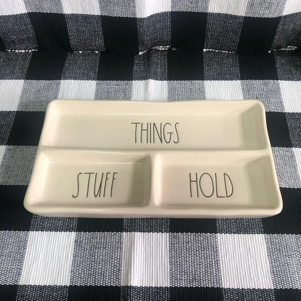 Rae Dunn Organizing Tray “THINGS” “STUFF” “HOLD” Large Letter - Picture 5 of 5